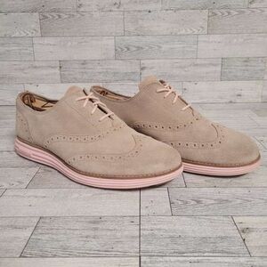 Cole Haan OriginalGrand Anniversary Pink Tan Suede Wingtip Oxford Women’s 9.5